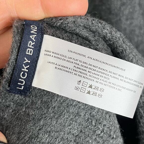 Lucky Brand Solid Gray Wide Winter Scarf Fringe Neutral Super Soft Unisex 14x14 - Picture 9 of 9